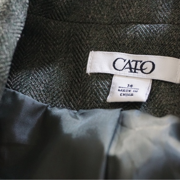 CATO Forest Green Tweed Pant Suit Size 14 - Picture 3 of 5